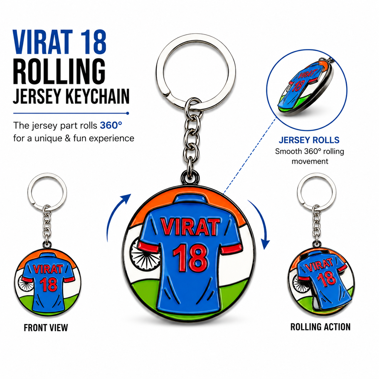 Virat 18 Cricket Jersey Keychain