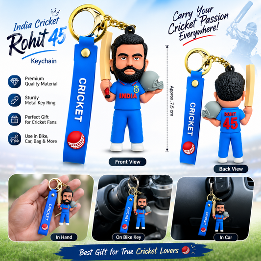 Rohit 45 Cricket Champion 3D Keychain
