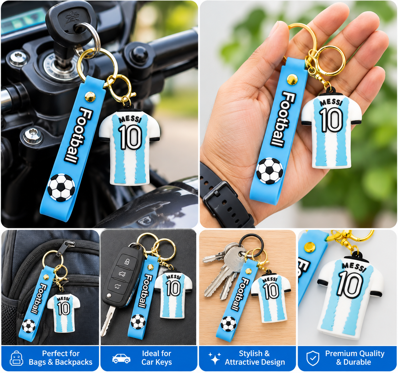 Football Jersey Keychain – Messi 10 Style