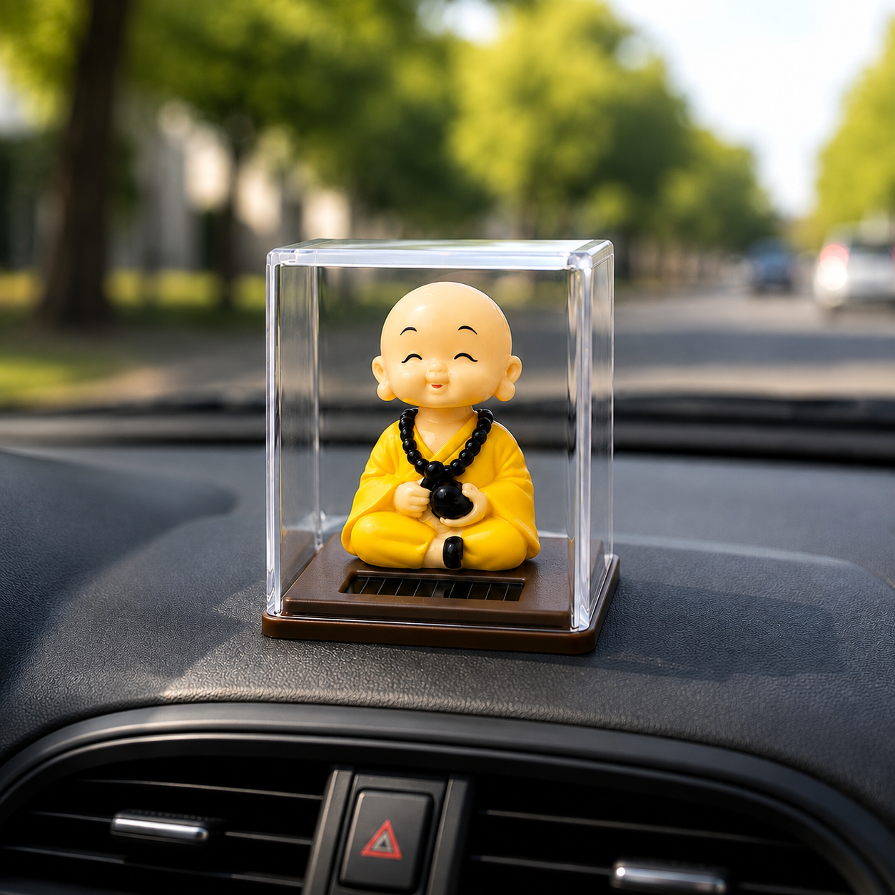 Solar Smiling Monk Dashboard Idol