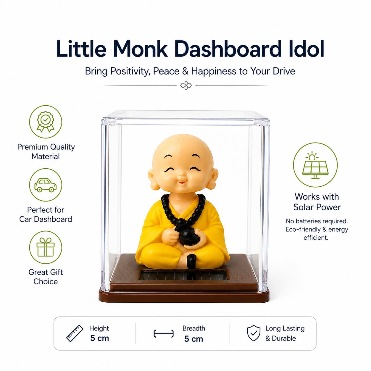 Solar Smiling Monk Dashboard Idol