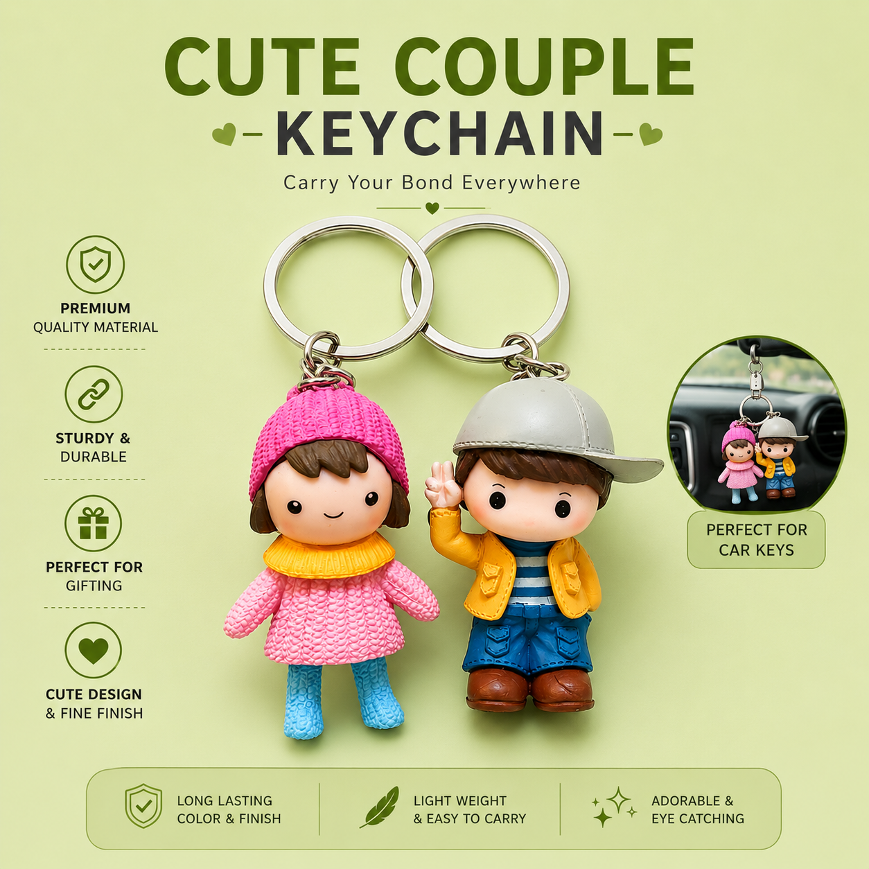 Cute Couple Keychain Set