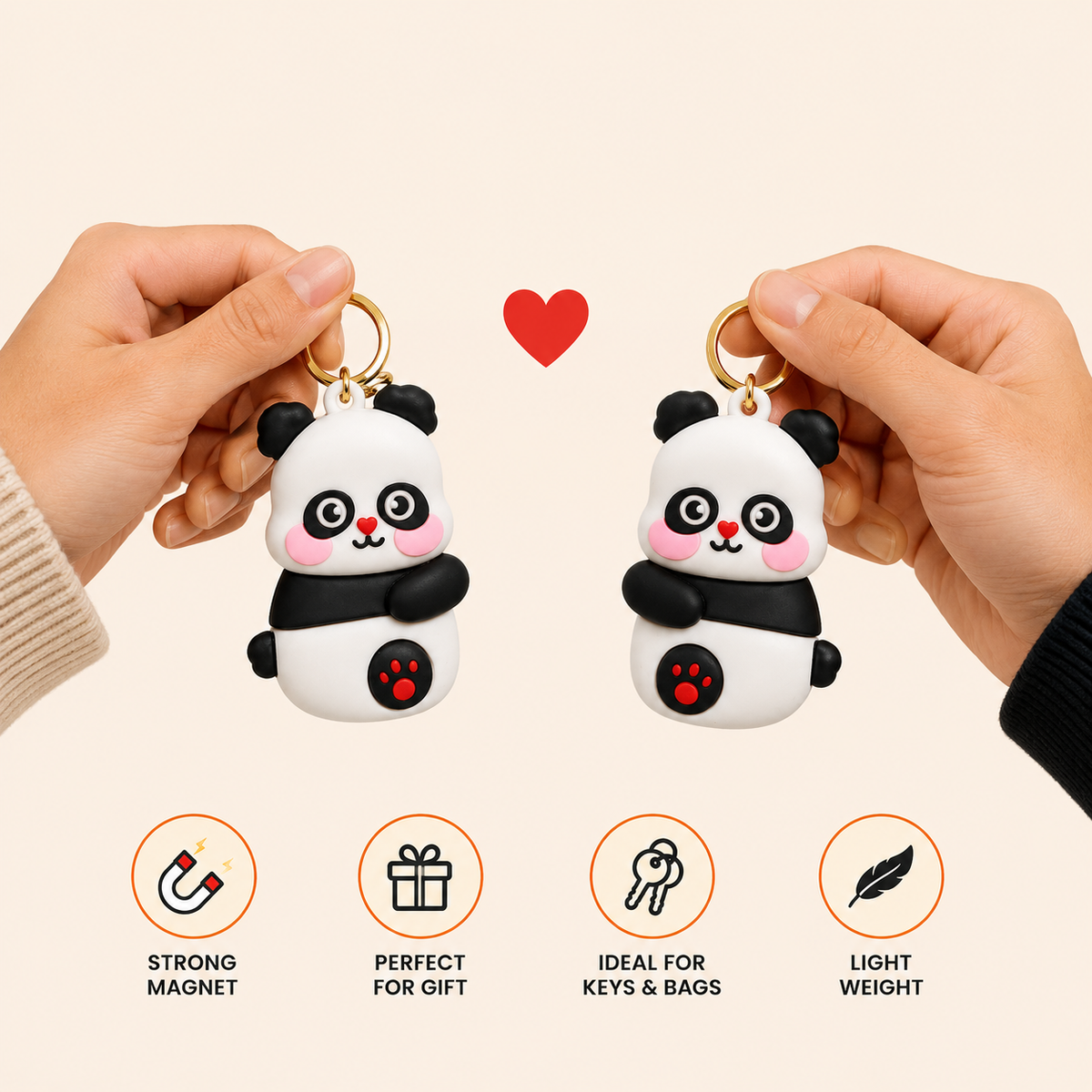 Magnetic Couple Panda Keychain – Cute Love Pair | I9303