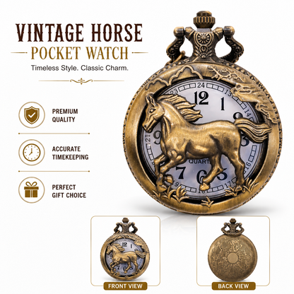 Vintage Pocket Watch – Horse - Antique Style - I9501