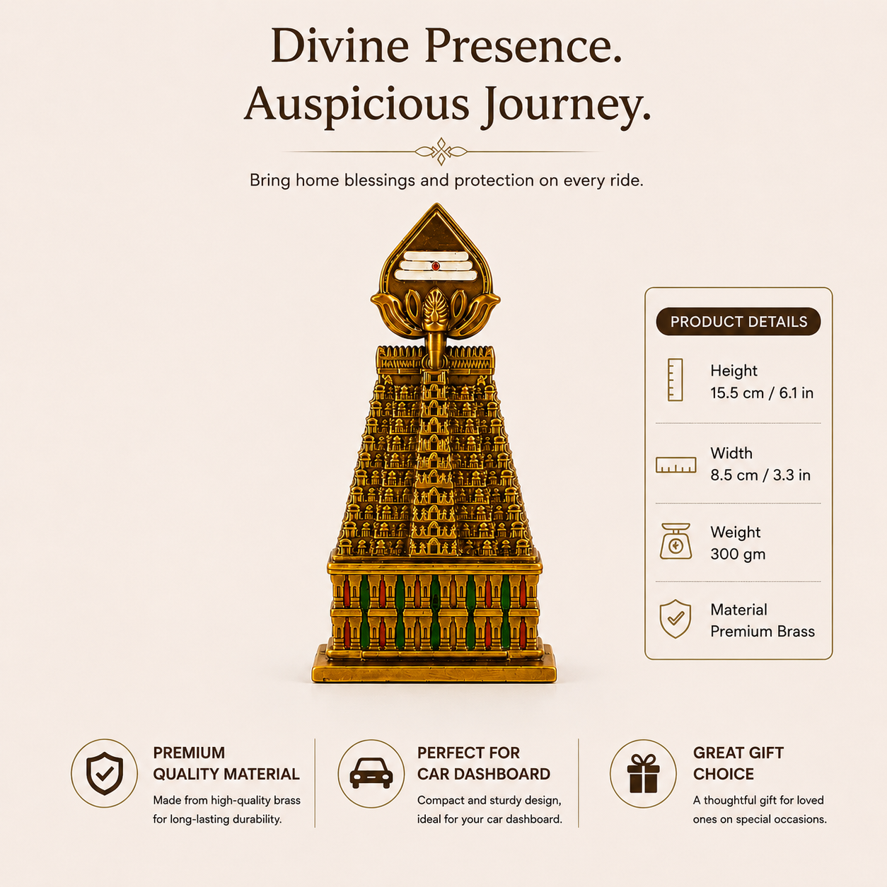 PREMIUM BRASS MURUGAN VEL GOPURAM