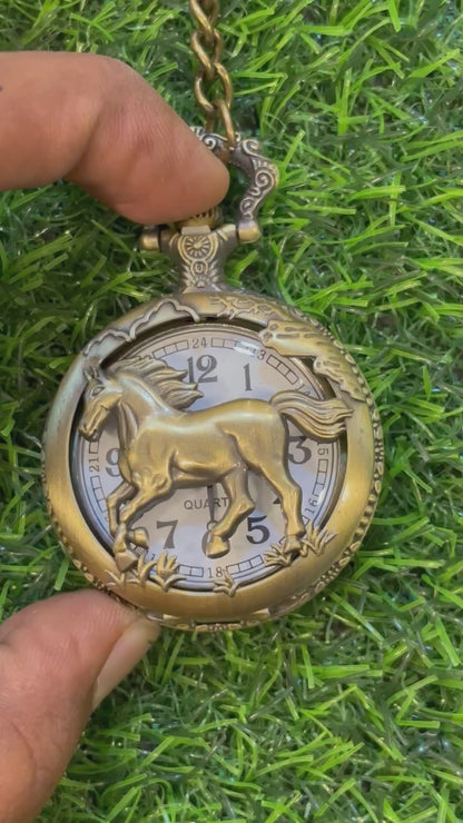Vintage Pocket Watch – Horse - Antique Style - I9501